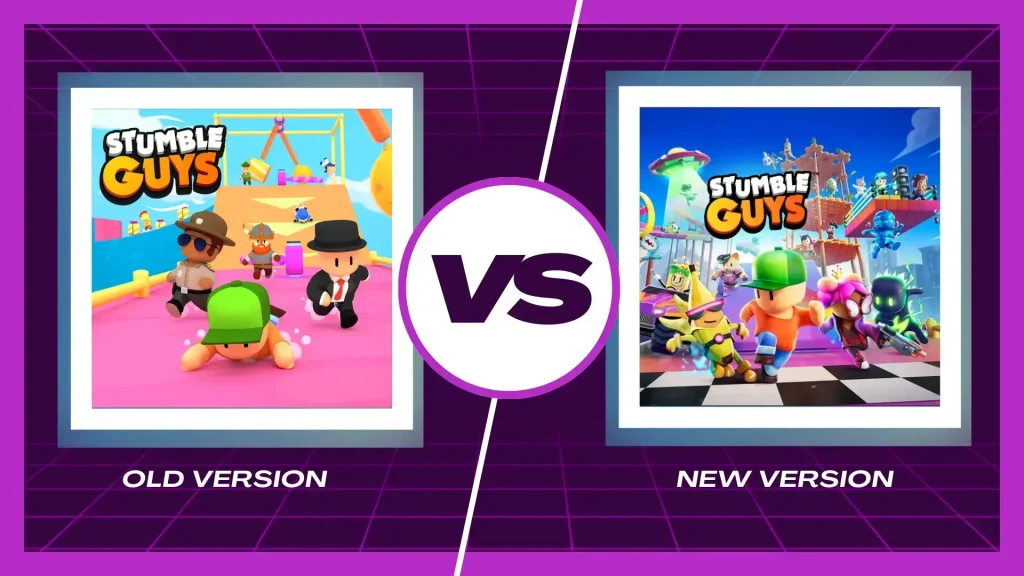 Comparison of Stumble Guys Mod APK: New Version vs. Previous Versions showcasing latest features